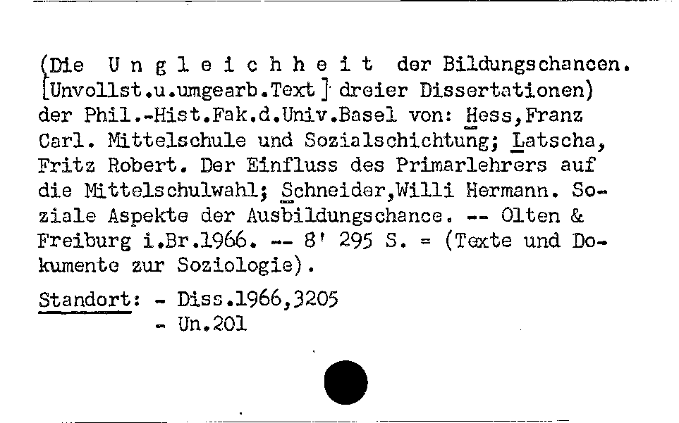 [Katalogkarte Dissertationenkatalog bis 1980]