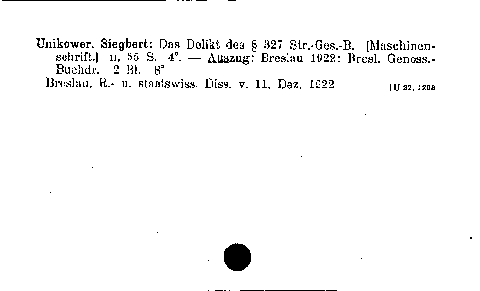 [Katalogkarte Dissertationenkatalog bis 1980]