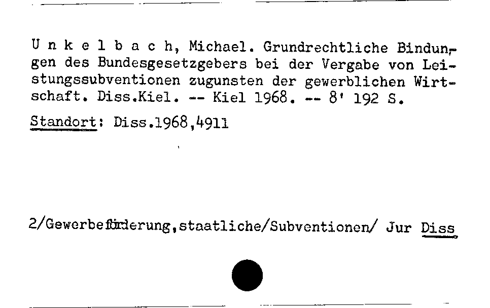 [Katalogkarte Dissertationenkatalog bis 1980]