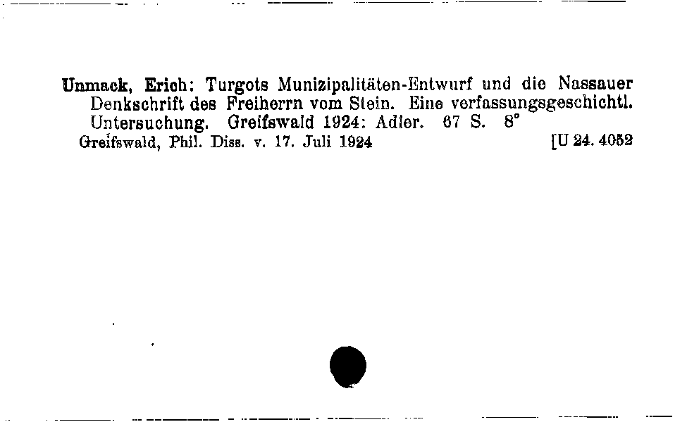 [Katalogkarte Dissertationenkatalog bis 1980]