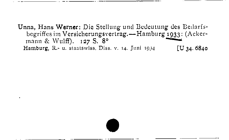 [Katalogkarte Dissertationenkatalog bis 1980]