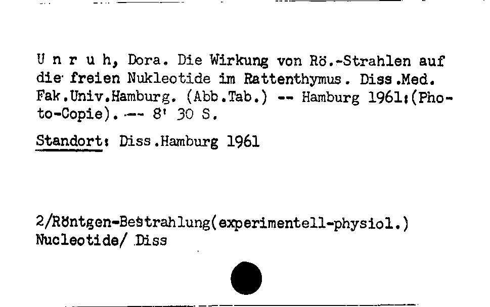 [Katalogkarte Dissertationenkatalog bis 1980]