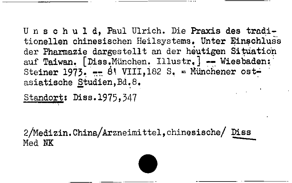 [Katalogkarte Dissertationenkatalog bis 1980]