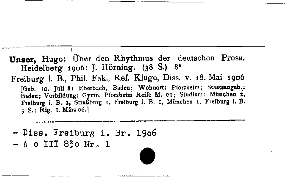 [Katalogkarte Dissertationenkatalog bis 1980]