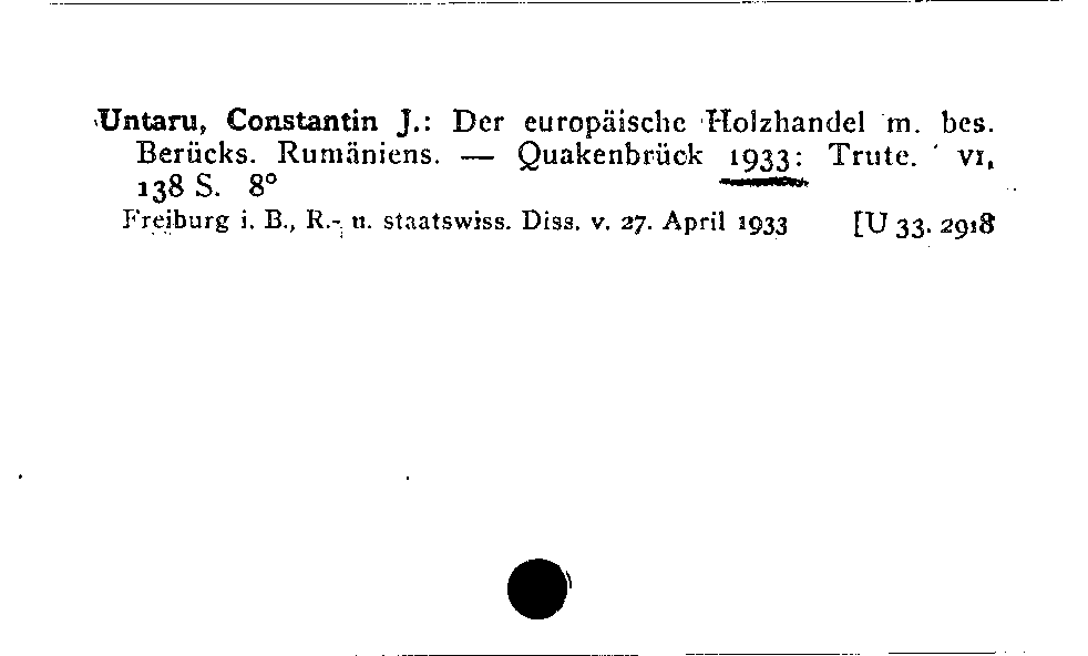 [Katalogkarte Dissertationenkatalog bis 1980]