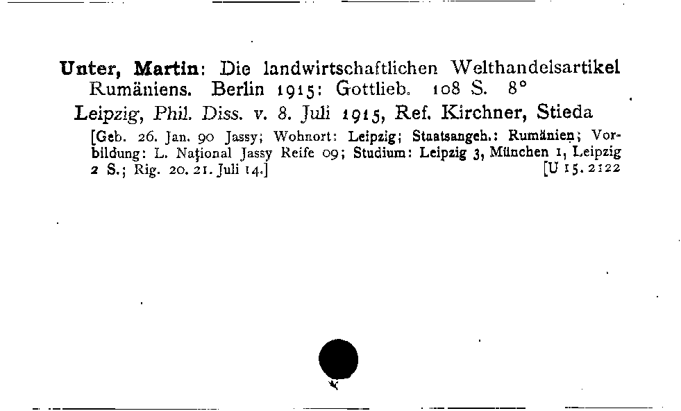 [Katalogkarte Dissertationenkatalog bis 1980]