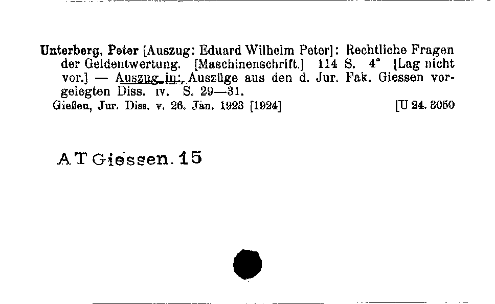 [Katalogkarte Dissertationenkatalog bis 1980]