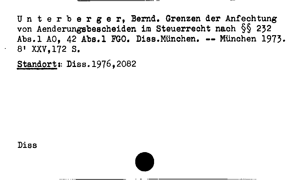 [Katalogkarte Dissertationenkatalog bis 1980]