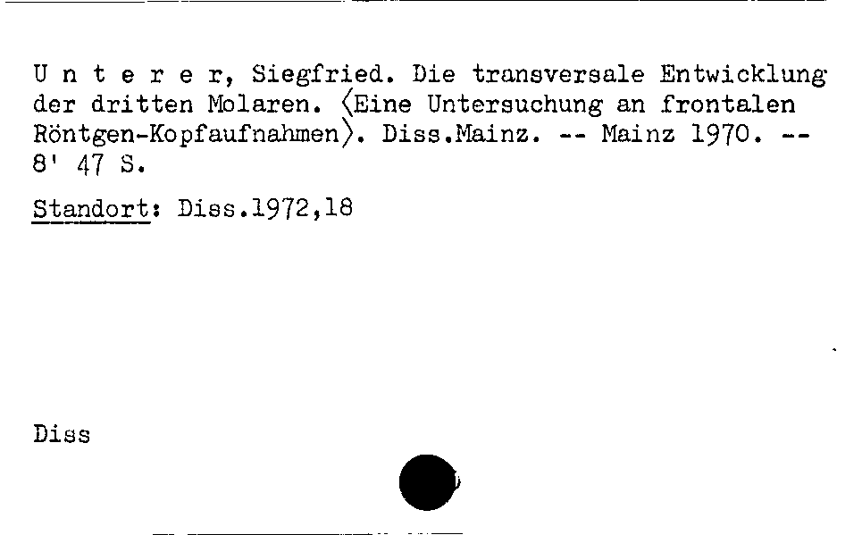 [Katalogkarte Dissertationenkatalog bis 1980]