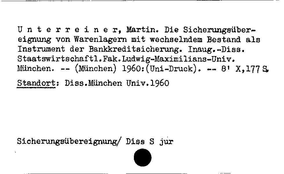 [Katalogkarte Dissertationenkatalog bis 1980]