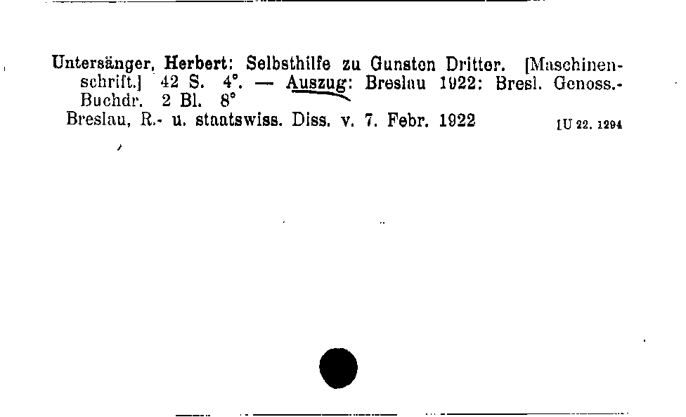 [Katalogkarte Dissertationenkatalog bis 1980]