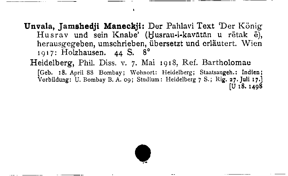 [Katalogkarte Dissertationenkatalog bis 1980]