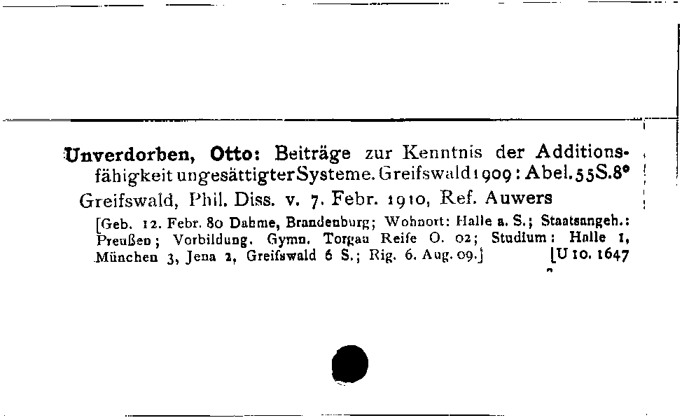 [Katalogkarte Dissertationenkatalog bis 1980]