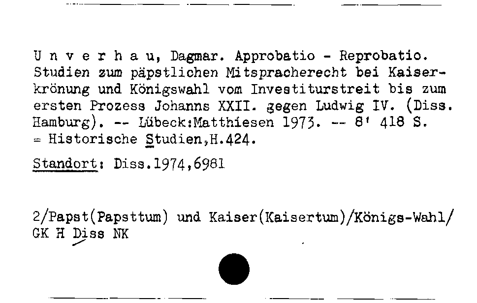 [Katalogkarte Dissertationenkatalog bis 1980]