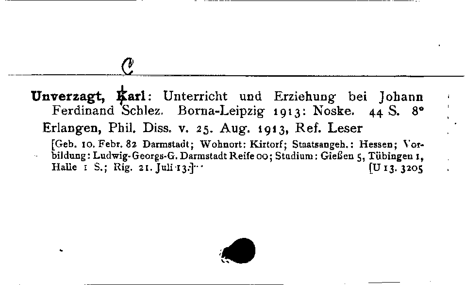 [Katalogkarte Dissertationenkatalog bis 1980]