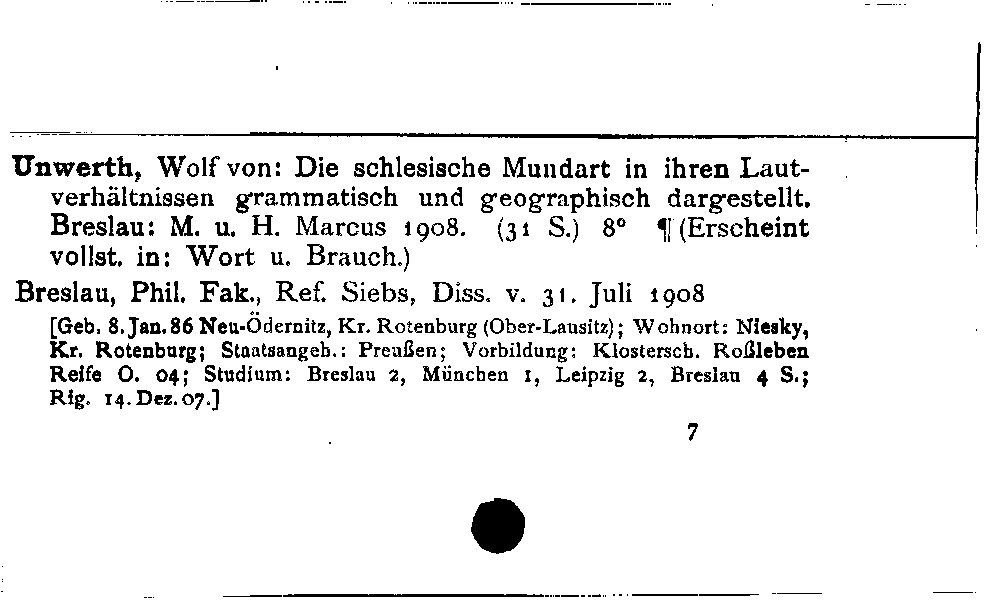 [Katalogkarte Dissertationenkatalog bis 1980]