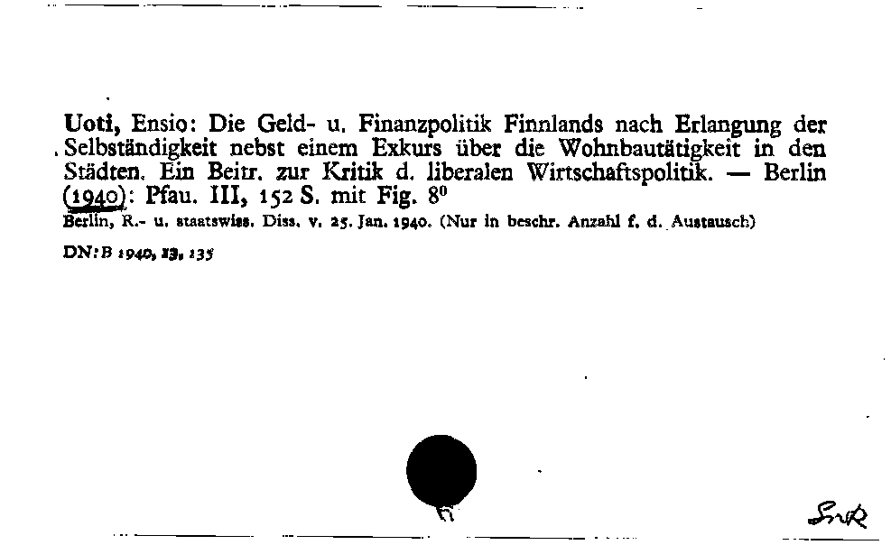 [Katalogkarte Dissertationenkatalog bis 1980]