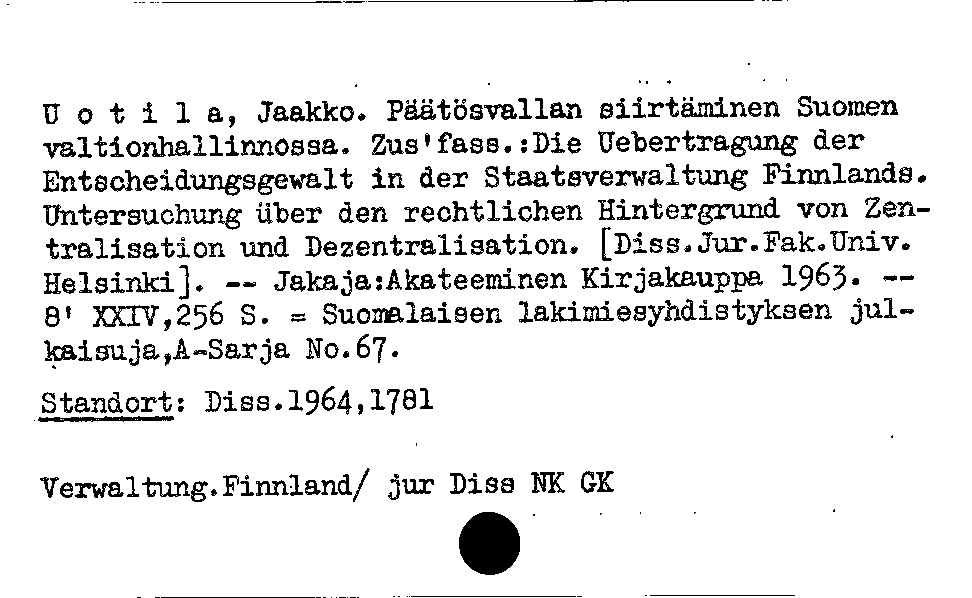 [Katalogkarte Dissertationenkatalog bis 1980]