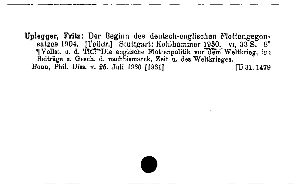 [Katalogkarte Dissertationenkatalog bis 1980]