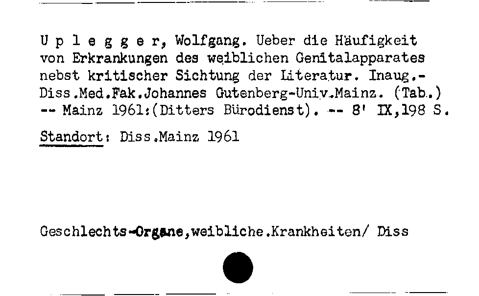 [Katalogkarte Dissertationenkatalog bis 1980]