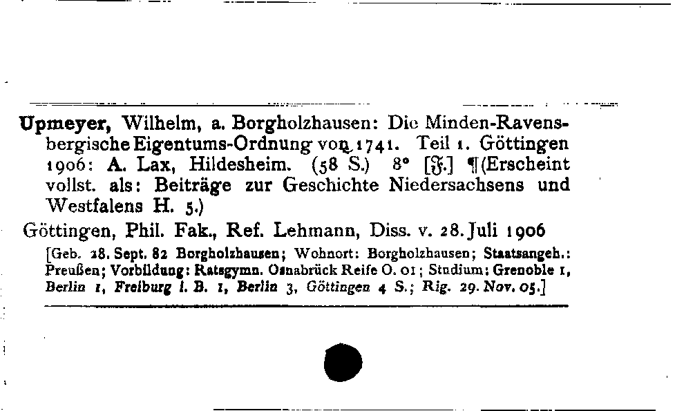 [Katalogkarte Dissertationenkatalog bis 1980]