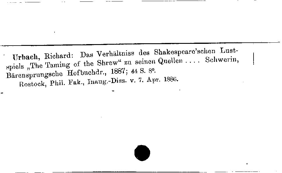 [Katalogkarte Dissertationenkatalog bis 1980]