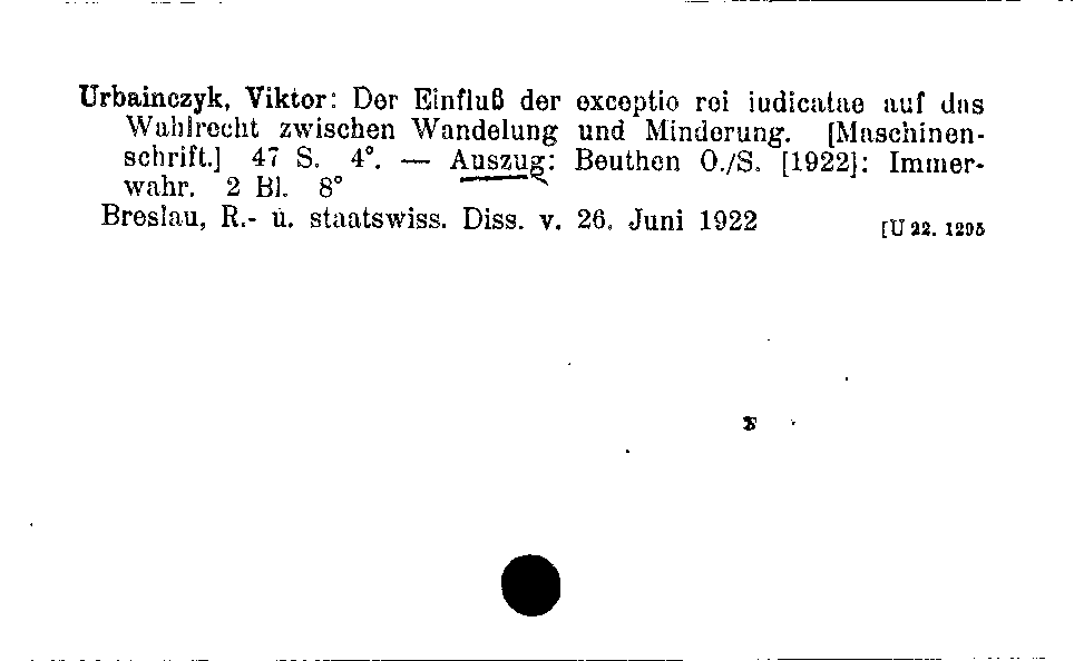 [Katalogkarte Dissertationenkatalog bis 1980]