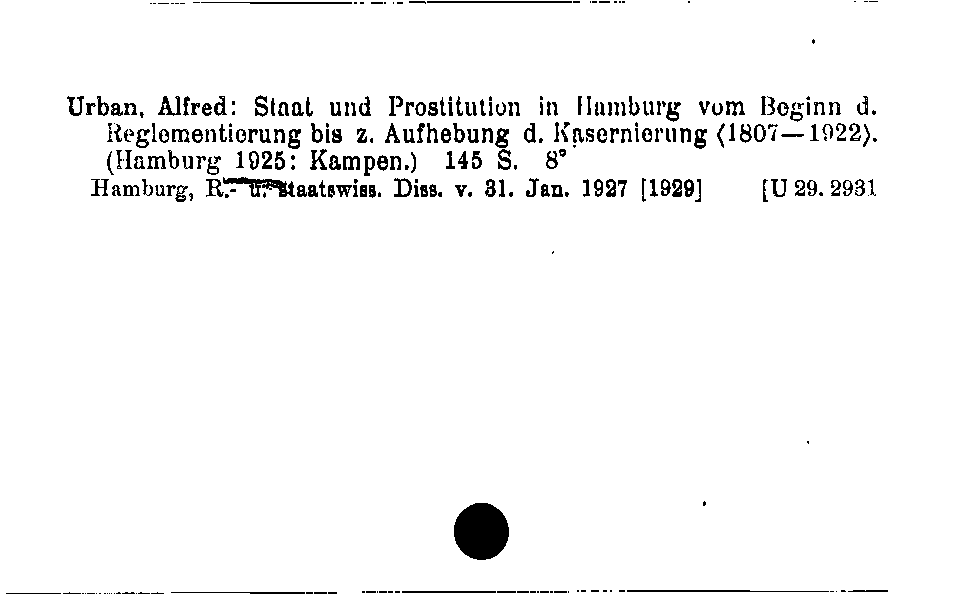 [Katalogkarte Dissertationenkatalog bis 1980]