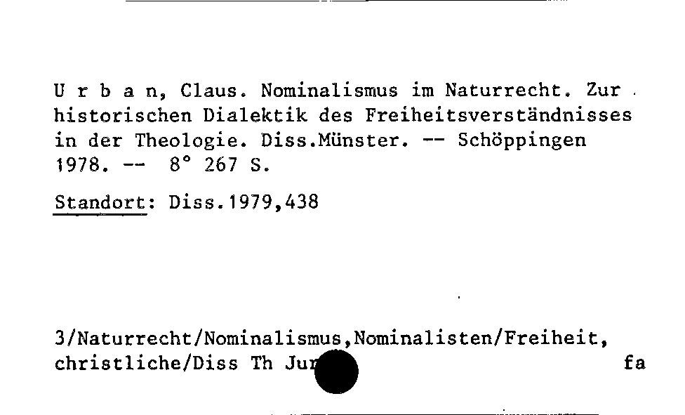 [Katalogkarte Dissertationenkatalog bis 1980]