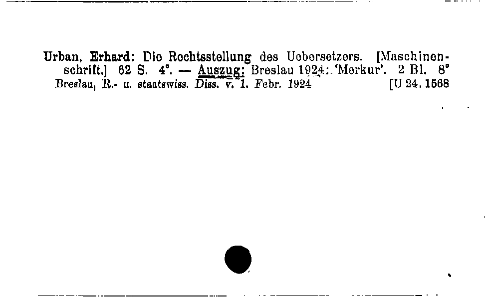 [Katalogkarte Dissertationenkatalog bis 1980]