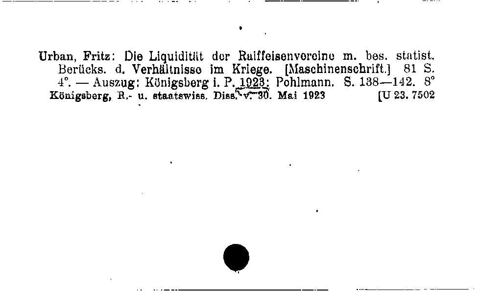 [Katalogkarte Dissertationenkatalog bis 1980]