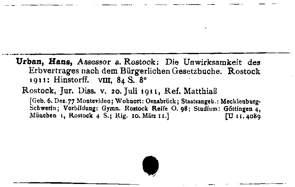 [Katalogkarte Dissertationenkatalog bis 1980]