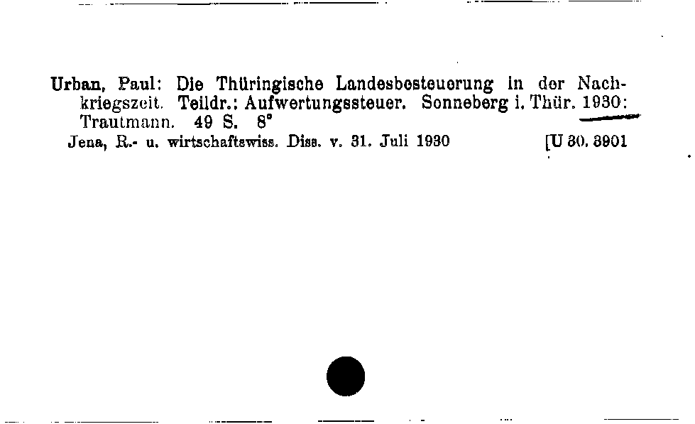 [Katalogkarte Dissertationenkatalog bis 1980]