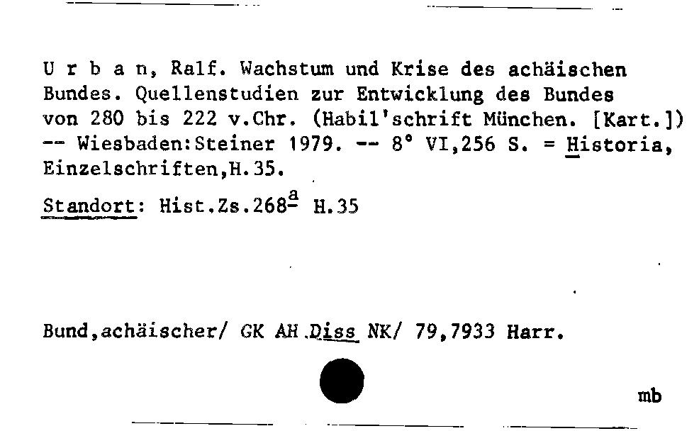 [Katalogkarte Dissertationenkatalog bis 1980]