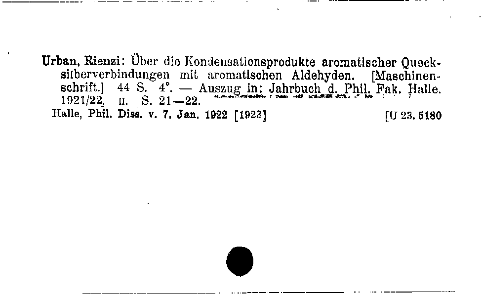 [Katalogkarte Dissertationenkatalog bis 1980]