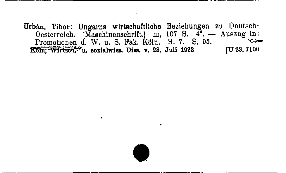 [Katalogkarte Dissertationenkatalog bis 1980]