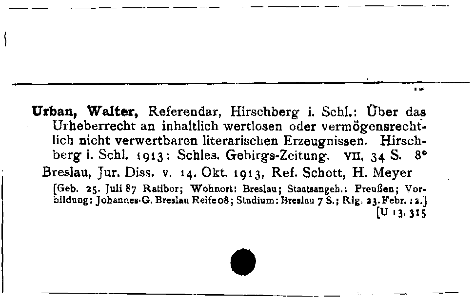 [Katalogkarte Dissertationenkatalog bis 1980]