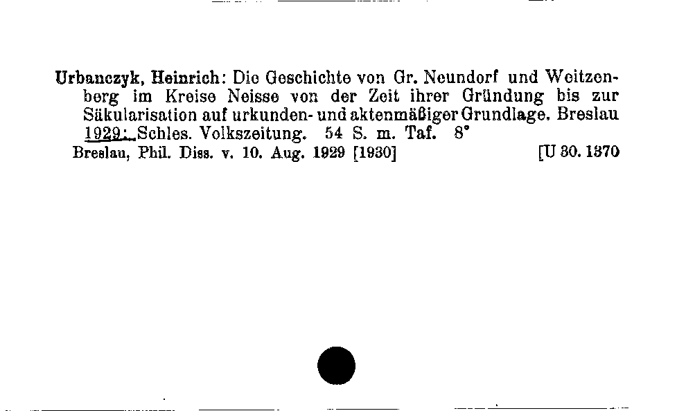 [Katalogkarte Dissertationenkatalog bis 1980]