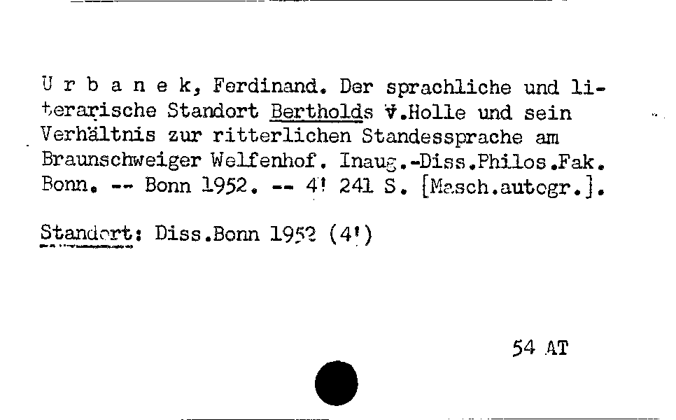 [Katalogkarte Dissertationenkatalog bis 1980]