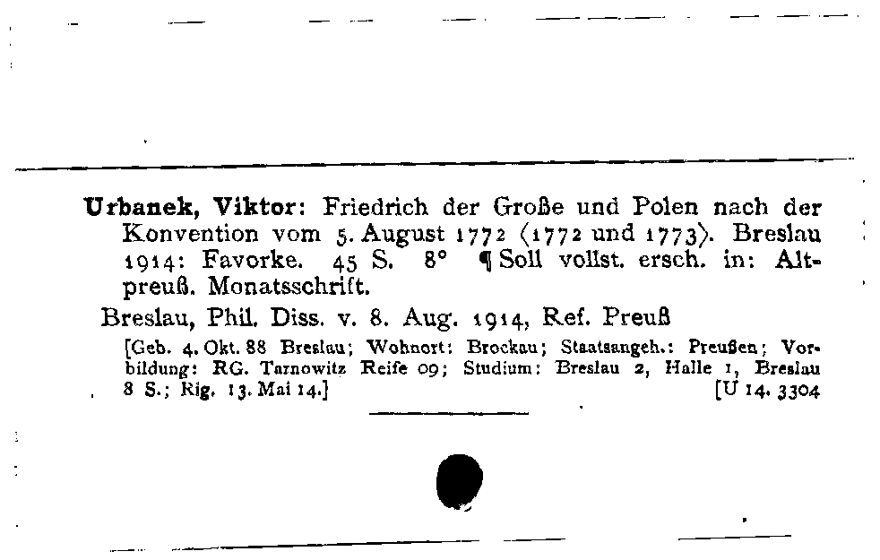 [Katalogkarte Dissertationenkatalog bis 1980]