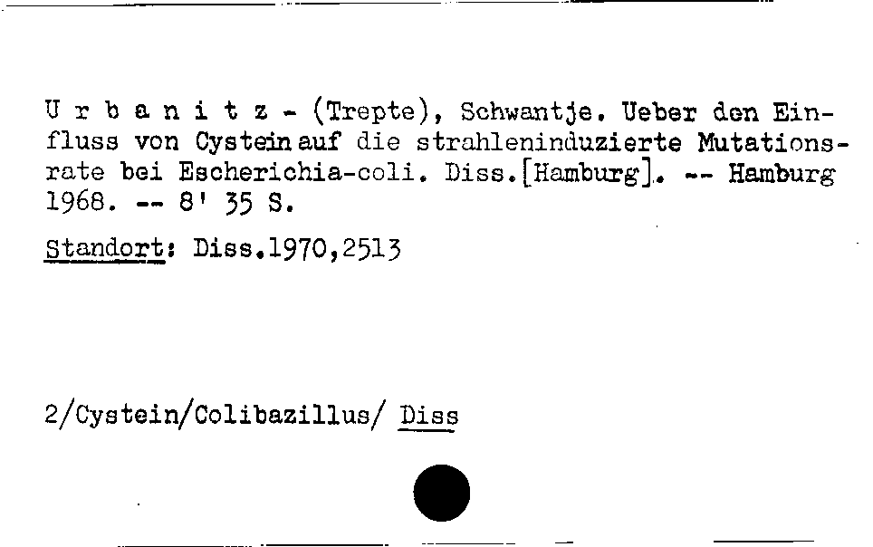 [Katalogkarte Dissertationenkatalog bis 1980]