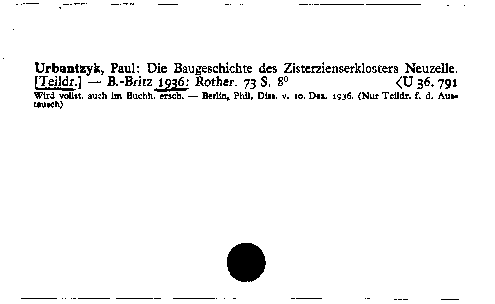 [Katalogkarte Dissertationenkatalog bis 1980]