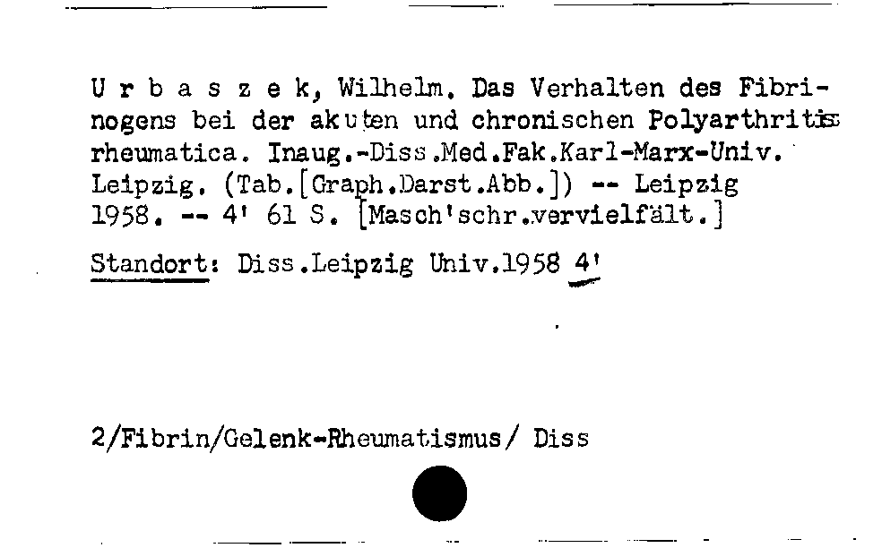 [Katalogkarte Dissertationenkatalog bis 1980]