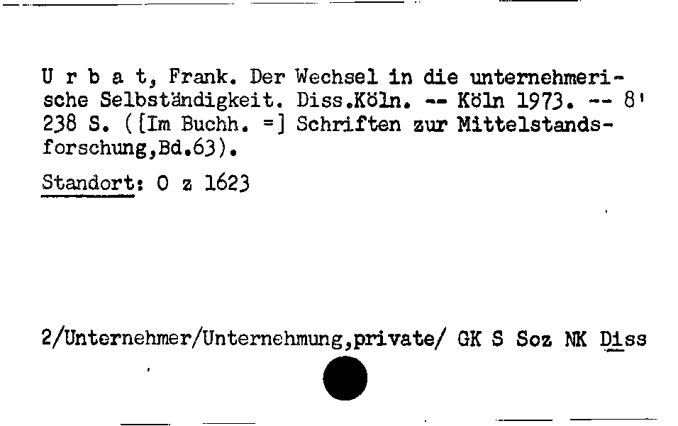 [Katalogkarte Dissertationenkatalog bis 1980]