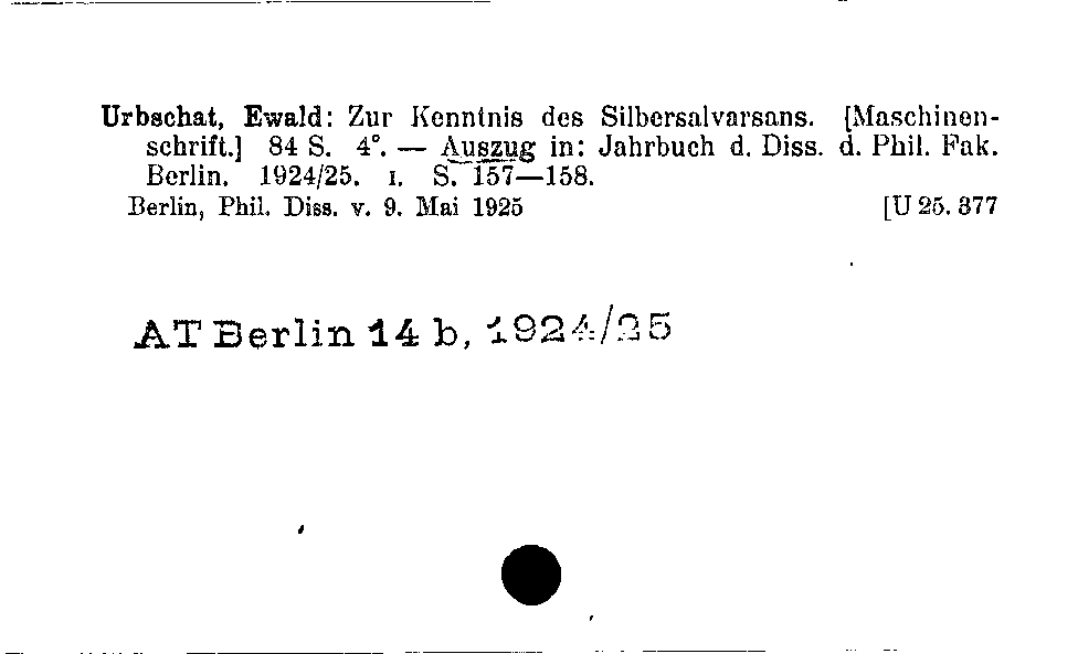 [Katalogkarte Dissertationenkatalog bis 1980]