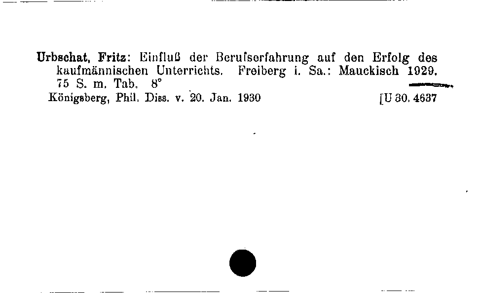 [Katalogkarte Dissertationenkatalog bis 1980]