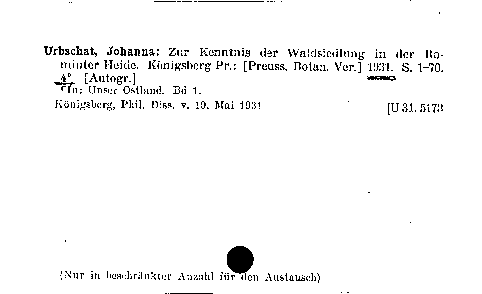 [Katalogkarte Dissertationenkatalog bis 1980]