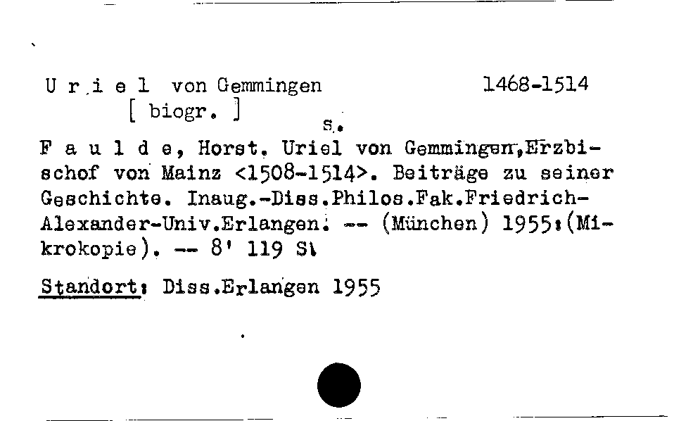 [Katalogkarte Dissertationenkatalog bis 1980]