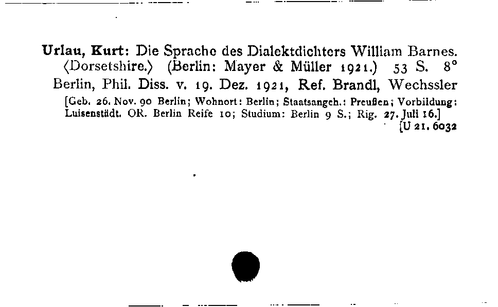 [Katalogkarte Dissertationenkatalog bis 1980]