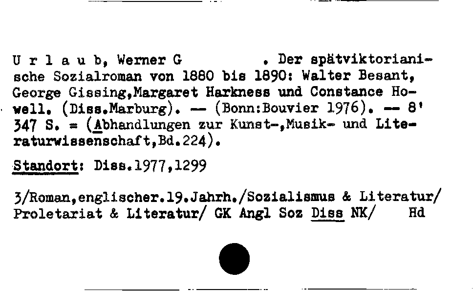 [Katalogkarte Dissertationenkatalog bis 1980]